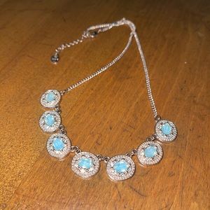 Blue jewel rose gold statement necklace